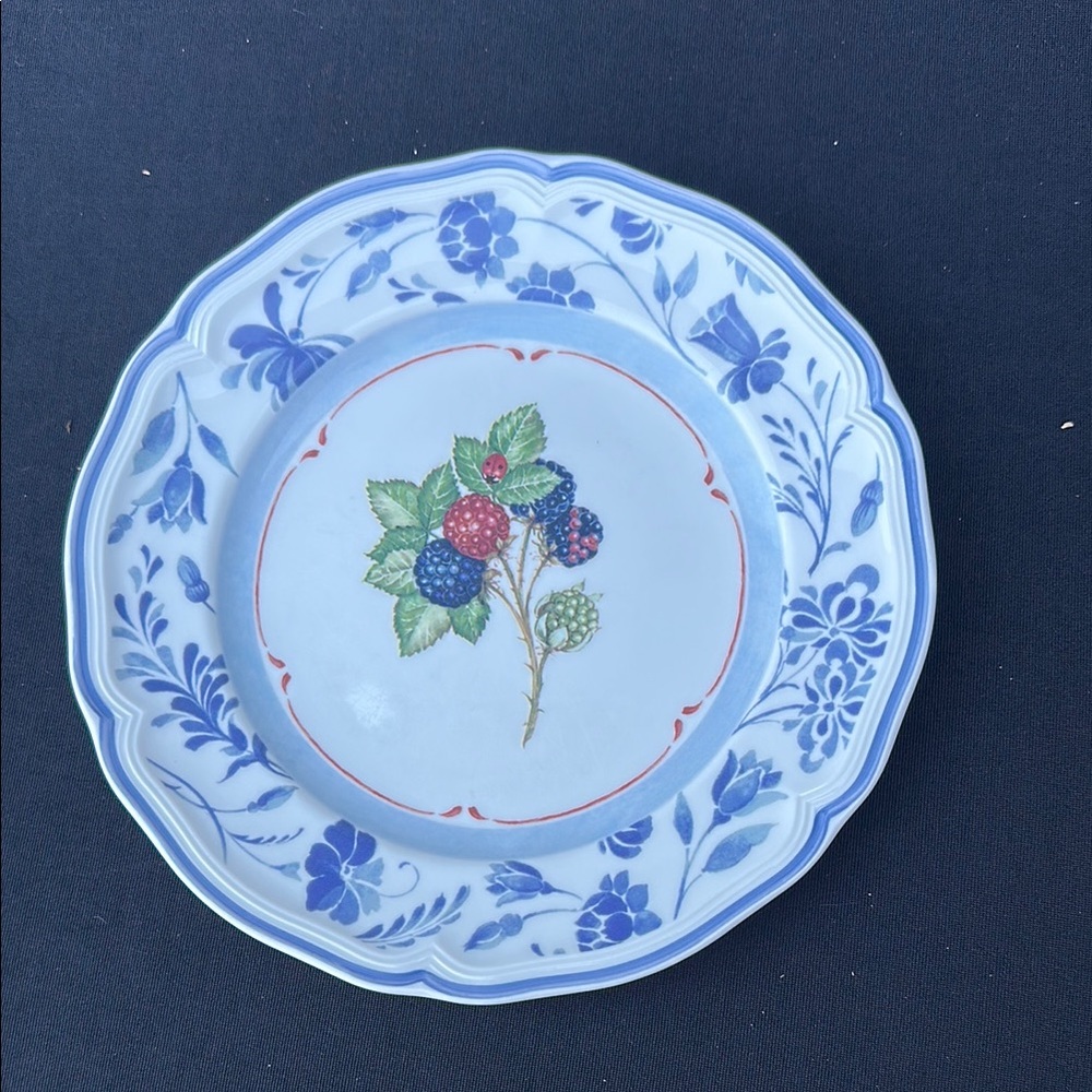 Floral Blue and White Salad Plates set of 8